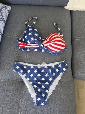 Stars & Stripes Two-Piece Bikini - Patriotic Blue, Red, White